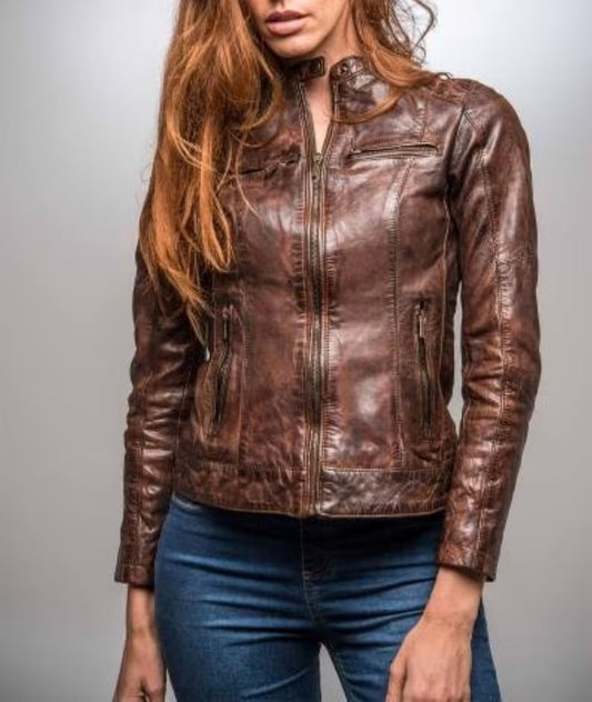 Vintage Brown Women's Leather Jacket