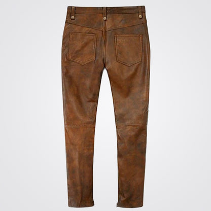 Women Brown Genuine Leather Pant