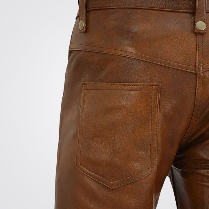 Women Brown Genuine Leather Pant