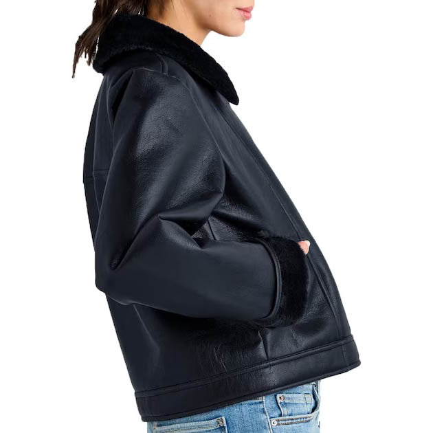 Women's Black Shearling B3 Bomber Leather Jacket - WWII Pilot Jacket