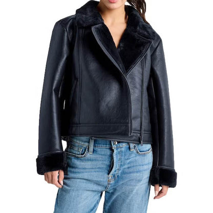 Black Shearling B3 Bomber Leather Jacket - WWII Pilot Jacket