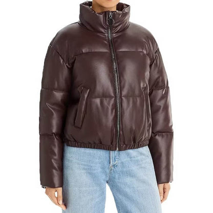 Women's Brown Puffer Down Jacket - North Face Style