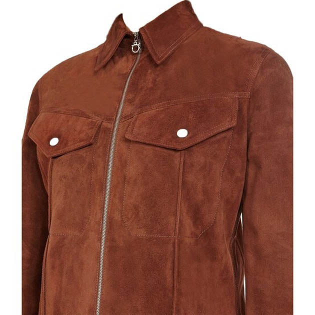 Women's Brown Real Suede Trucker Western Jacket