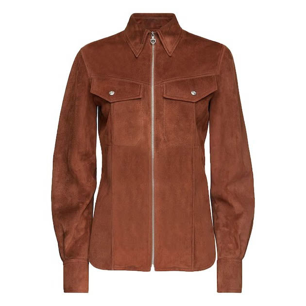 Women's Brown Real Suede Trucker Western Jacket