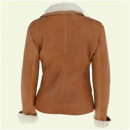 Women’s Camel Brown Leather Shearling Jacket