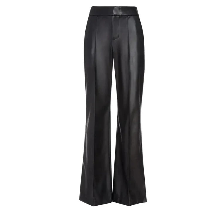 Women's High-Waist Wide Leg Faux Leather Pants