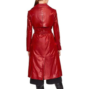 Red Leather Coat for Women