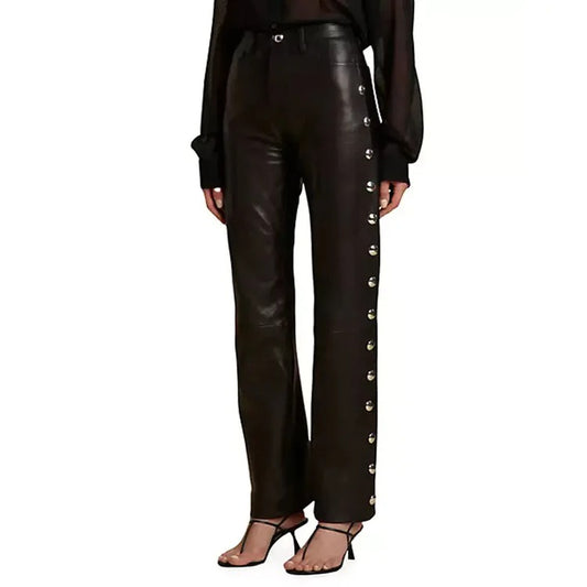 Women's Studded Genuine Leather Pants