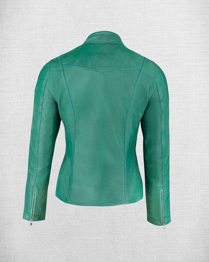 Women's Stylish Green Leather Jacket - Leather Jacket Store