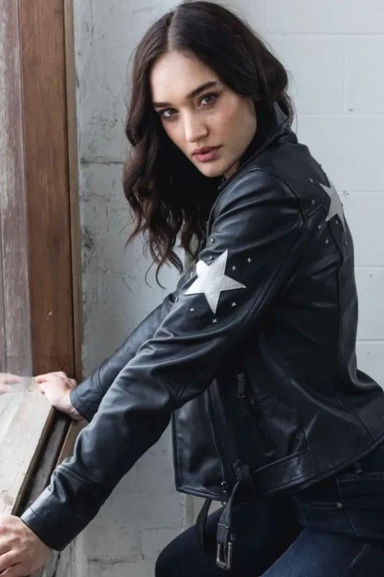 Women's Unique Style Star Leather Jacket