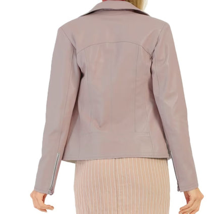 Women's Baby Pink Genuine Sheepskin Leather Jacket