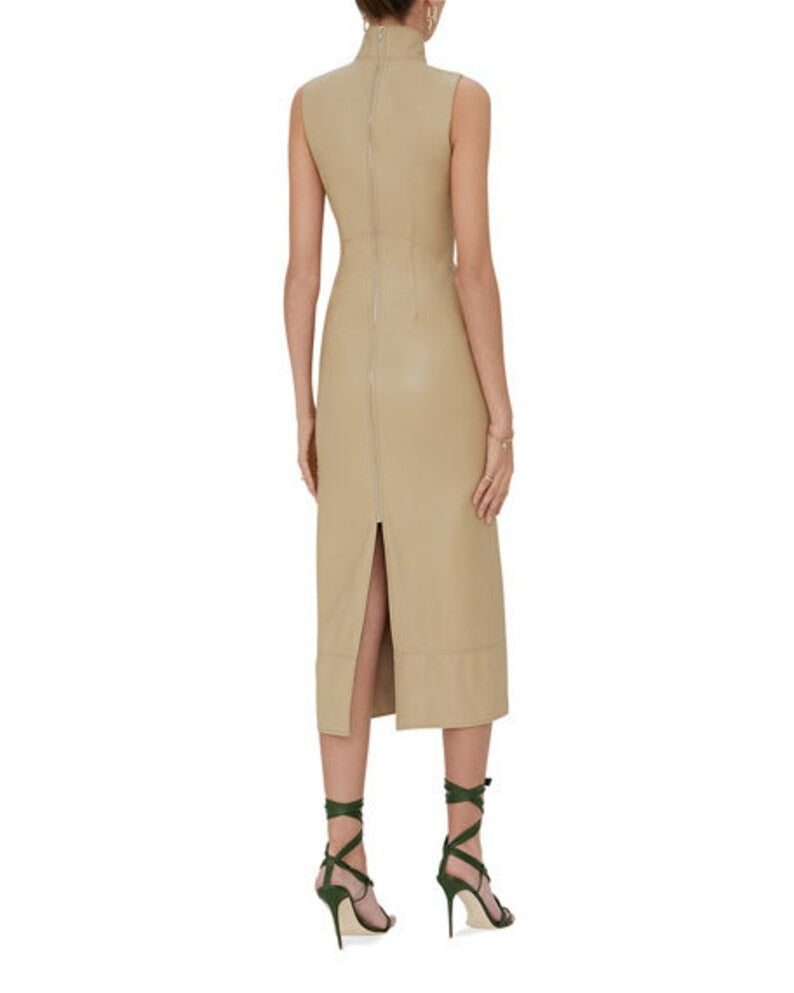 Women's Beige Lambskin Leather Dress