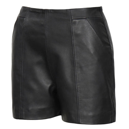 Womens Black Leather Shorts
