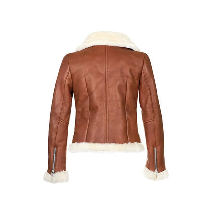 Women's Chestnut Aviator Shearling Jacket