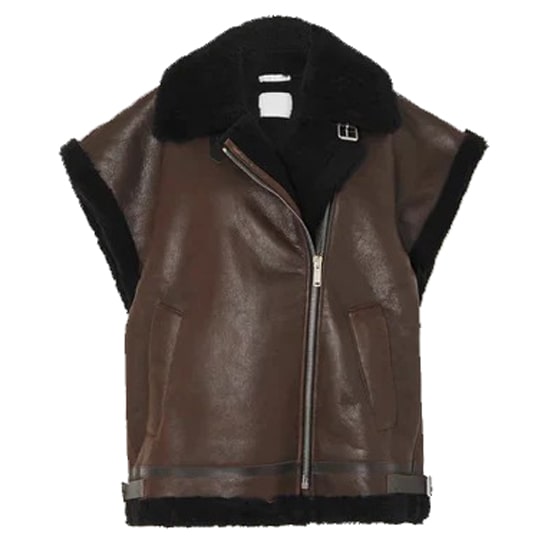 Women's Dark Brown Leather Shearling Vest