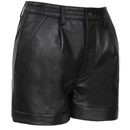 High-Waisted Leather Shorts