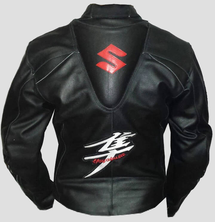 Suzuki Hayabusa Motorcycle Leather Racing Black Jacket