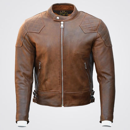 Goldtop 76 Armoured Leather Jacket Brown
