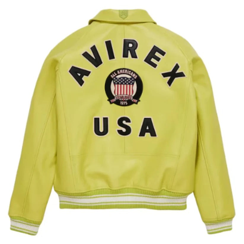 Men's Avirex Light Yellow American Flight Leather Jacket