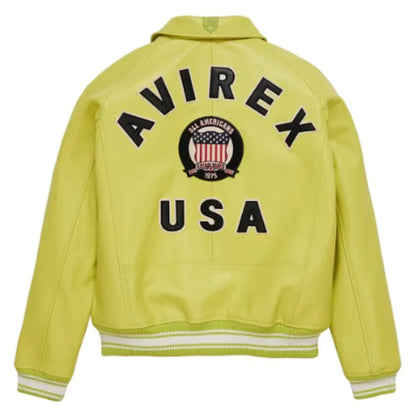 Men's Avirex Light Yellow American Flight Leather Jacket