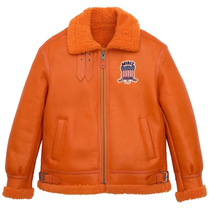 Men's Icon Shearling Jacket in Orange - Shearling Jacket