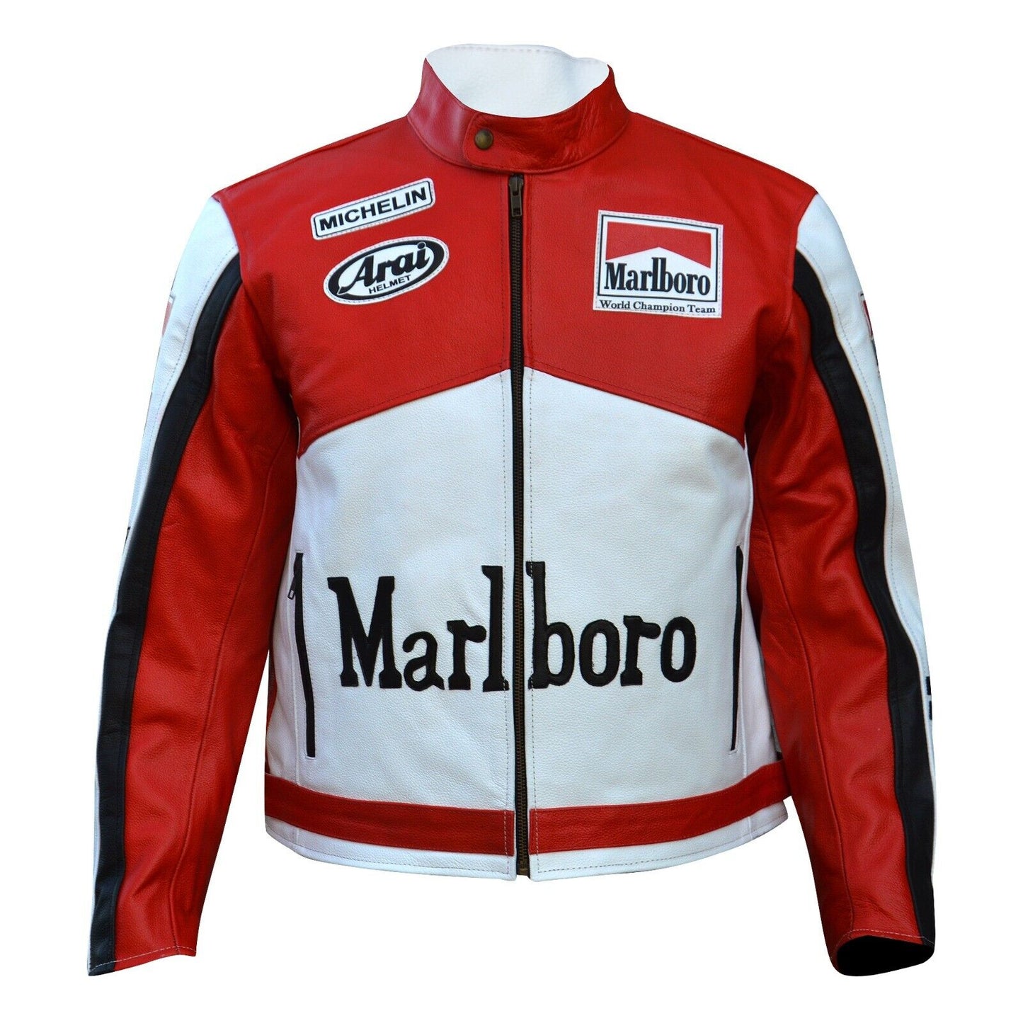 Vintage Marlboro Leather Biker Jacket - Rare Racing Motorcycle Style