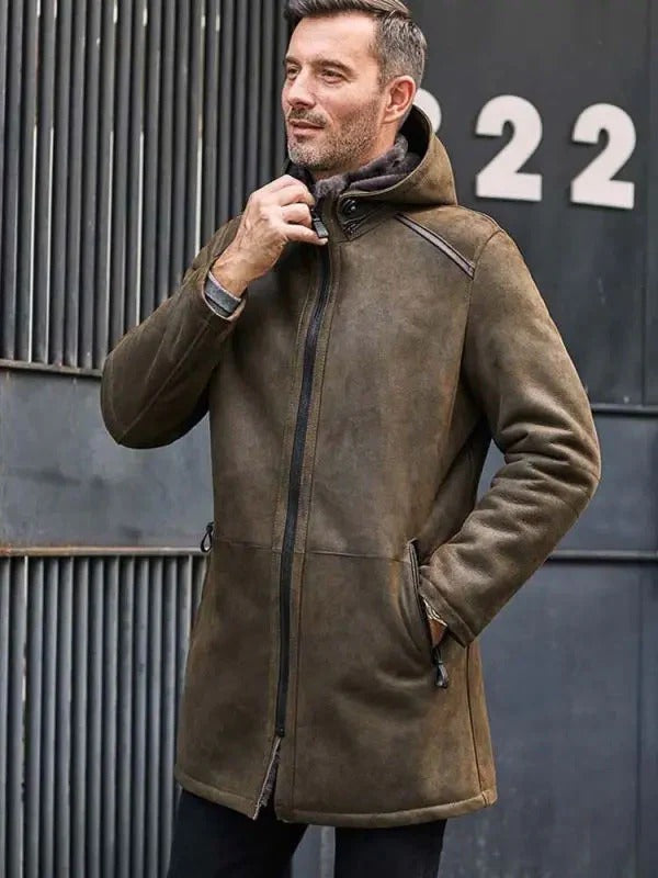 Warm Winter Trench Coat with Removable Hood and Fur Outwear