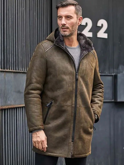 Long Trench Coat with Removable Hood for Warm Winter
