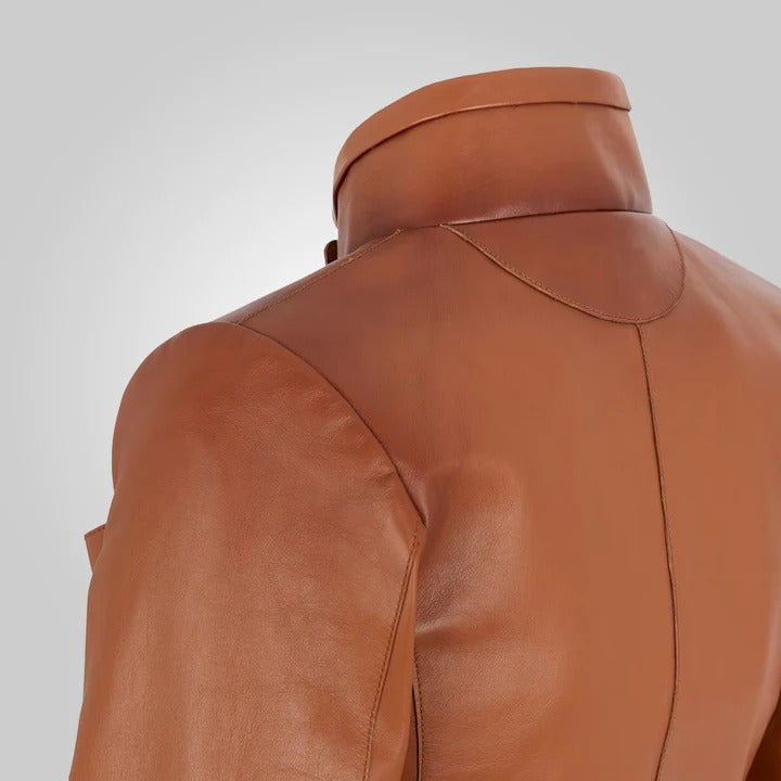 women cropped leather jacket