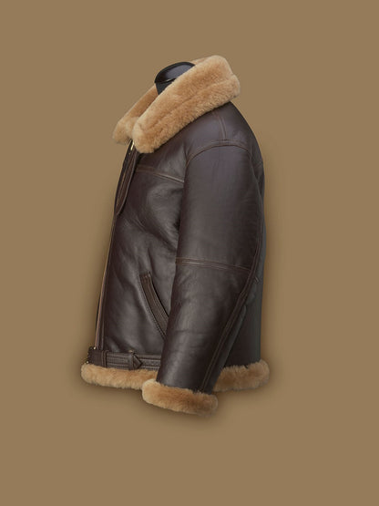 Men's RAF Shearling Jacket - Brown Shearling Jacket