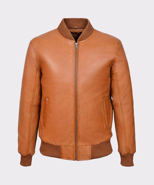 Tan Leather Biker Jacket for Men - Wax Leather Jacket