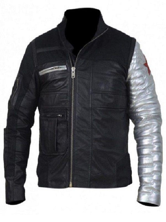 Captain America Winter Soldier Jacket - Silver Sleeves Jacket