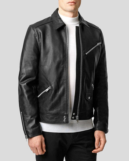 Benn Black Motorcycle Leather Jacket -wiseleather