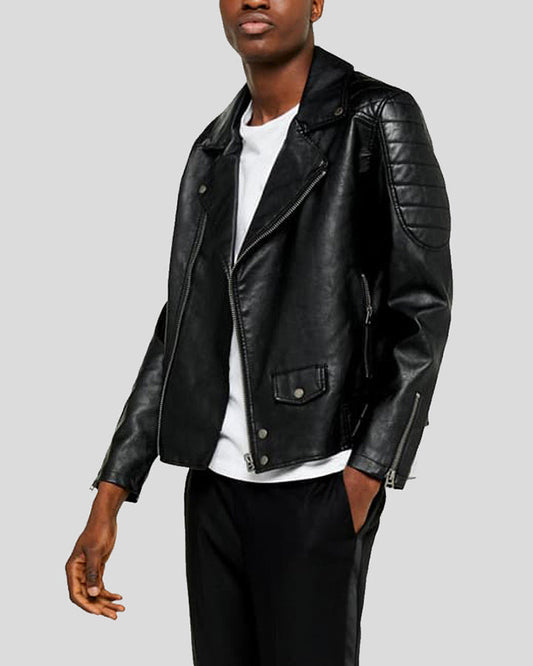 Black Biker Quilted Leather Jacket