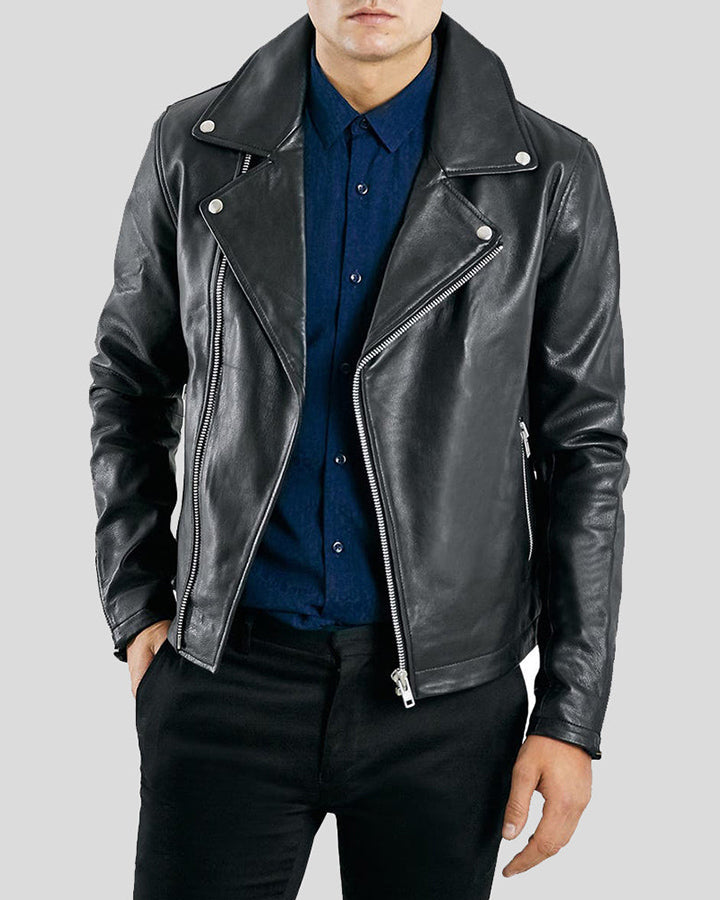 Barden Black Motorcycle Leather Jacket -wiseleather