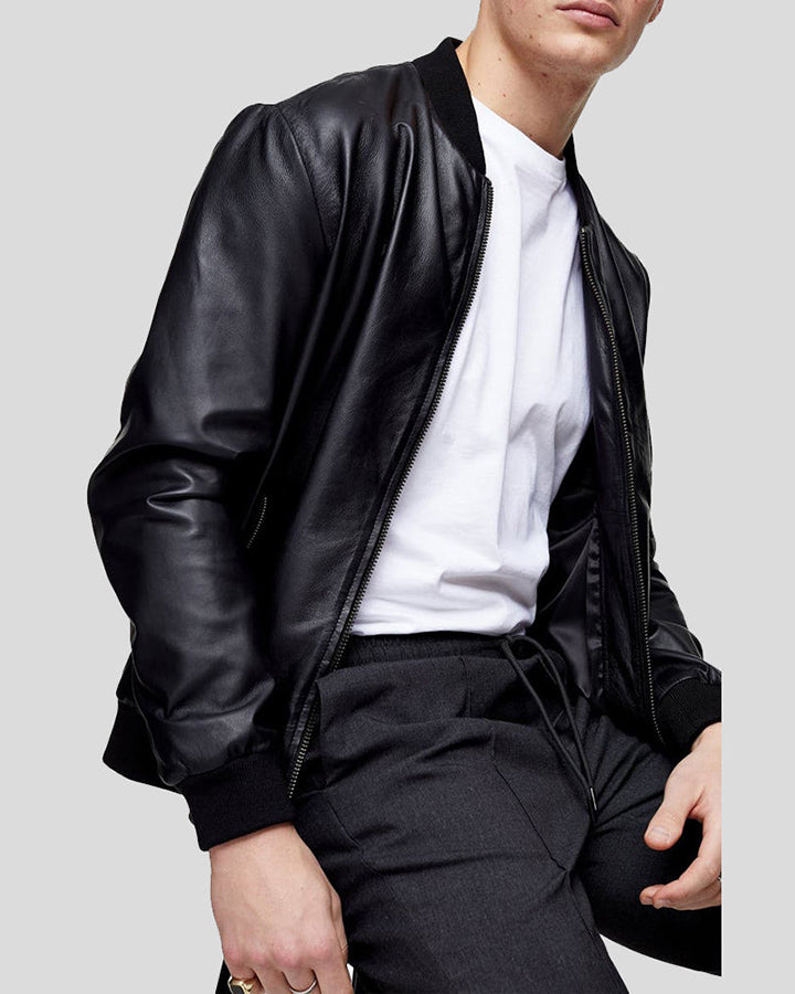 Oliver Black Bomber Leather Jacket