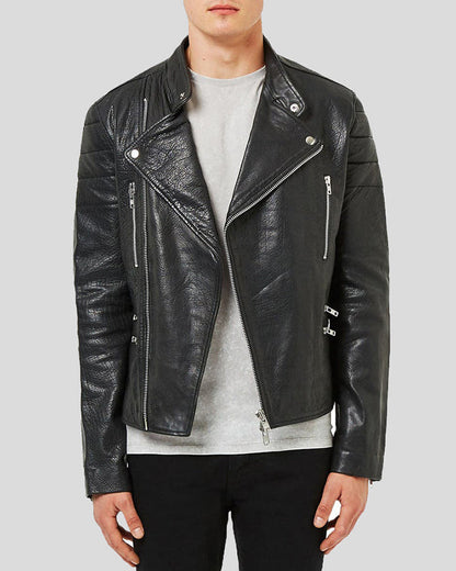 Barret Black Motorcycle Leather Jacket -wiseleather