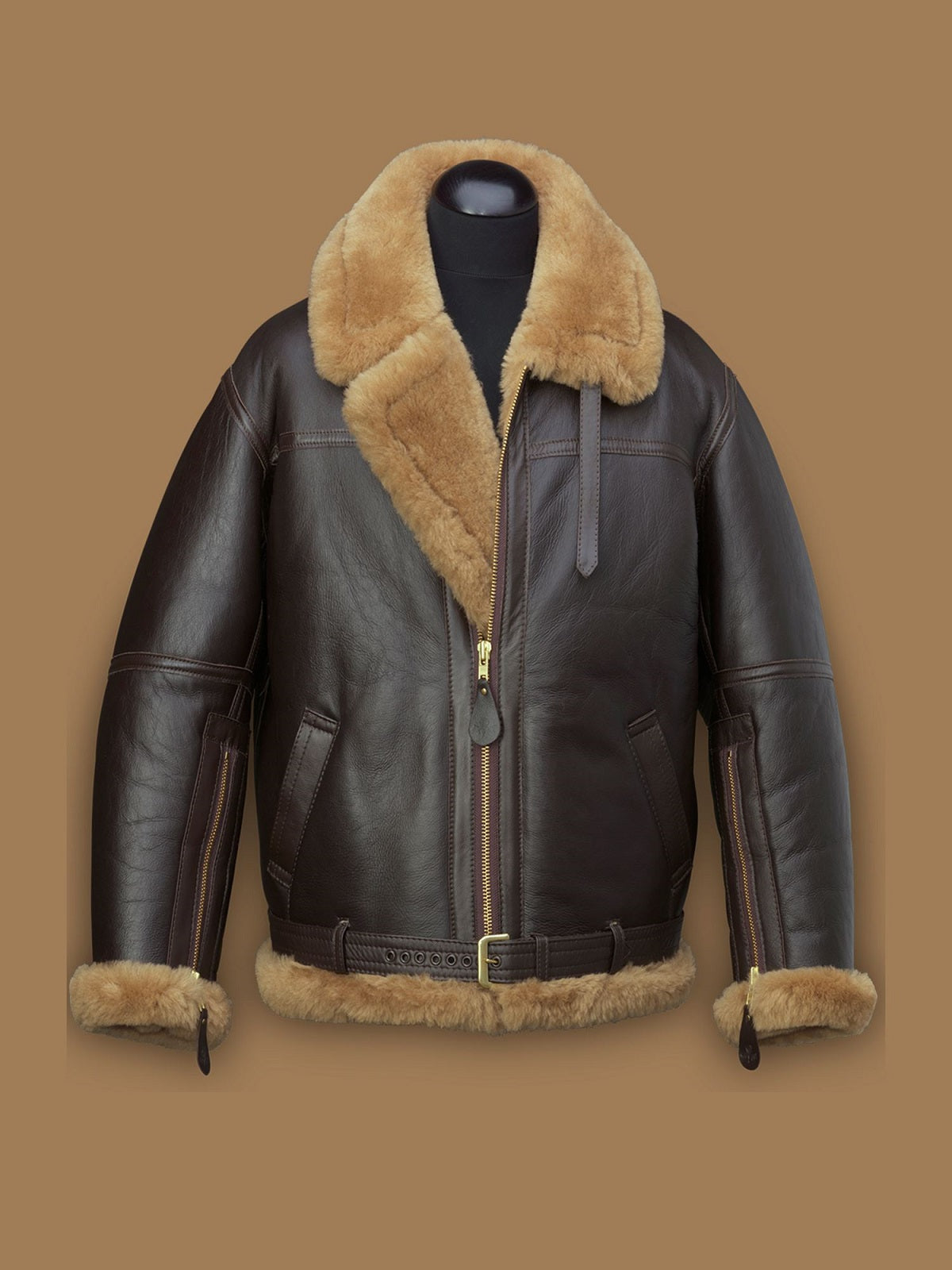 Men's RAF Shearling Jacket - Brown Shearling Jacket