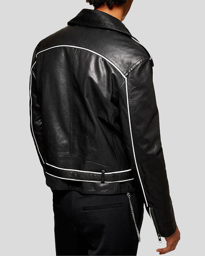 Colvert Black & White Motorcycle Leather Jacket