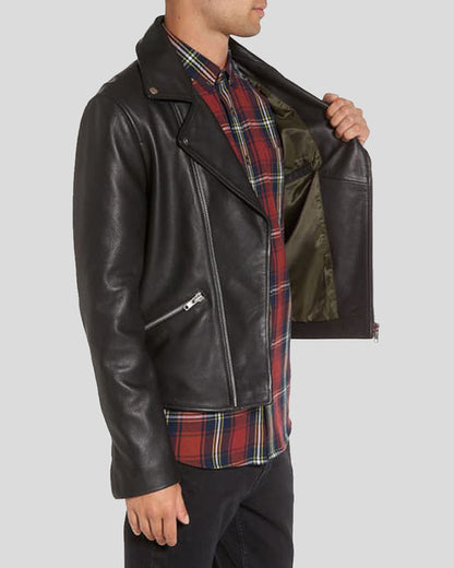 Caden Black Biker Leather Jacket - Wiseleather