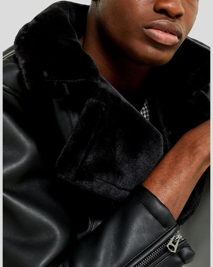 Bard Black Shearling Leather Jacket