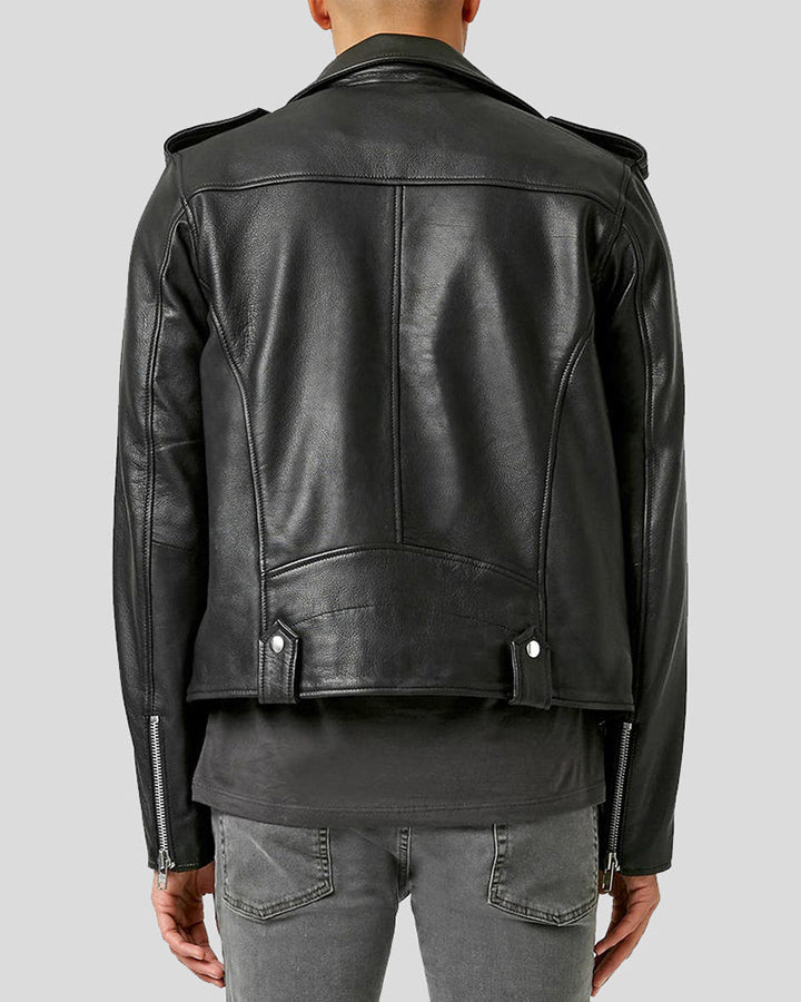 Cimarron Black Motorcycle Leather Jacket -wiseleather 