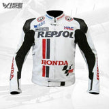 5 SAFETY PROTECTIONS HONDA REPSOL MOTORCYCLE LEATHER JACKET