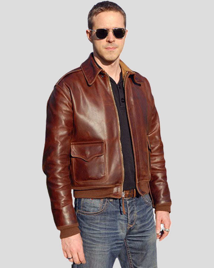 A2 Bomber Brown Oil Pull Up Leather Jacket