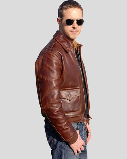 A2 Bomber Brown Oil Pull Up Leather Jacket -wiseleather