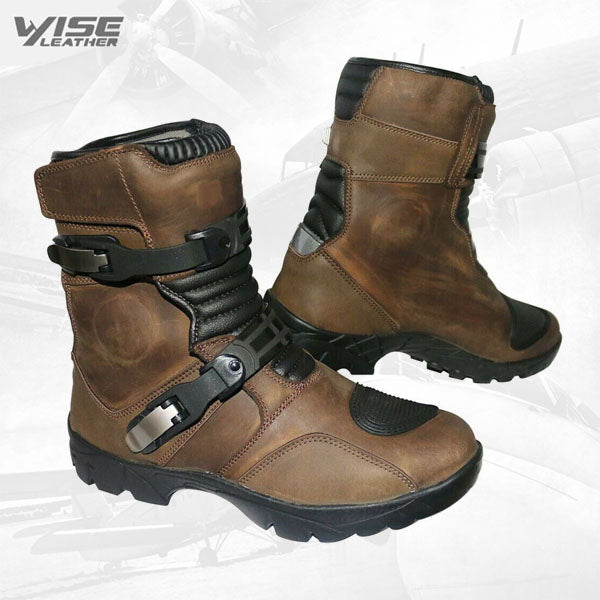 Adventure Motorbike Low Boots Motorcycle Water Proof Touring Boots Brown