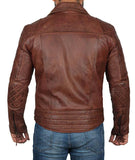 Frisco Dark Brown Quilted Asymmetrical Vintage Biker Leather Jacket - Wiseleather