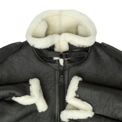 Men B-6 Black Shearling Bomber Jacket In USA