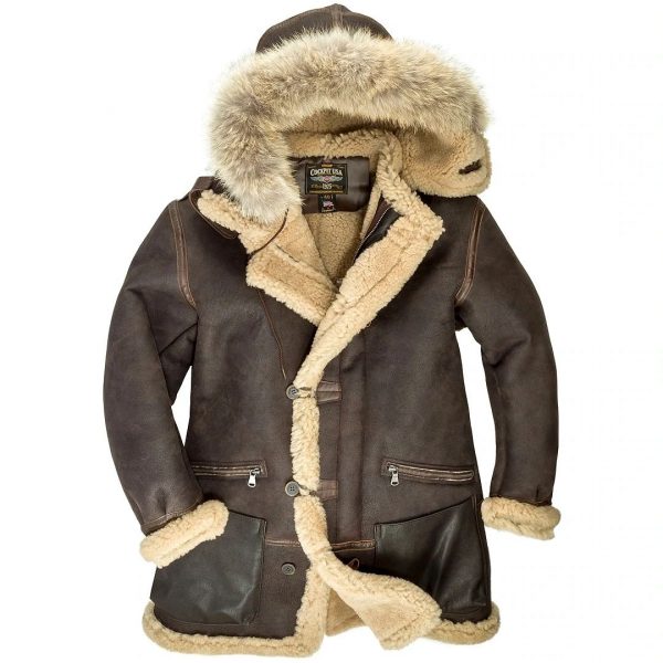 B-7 Aleutian WWII Sheepskin Parka Front -wiseleather