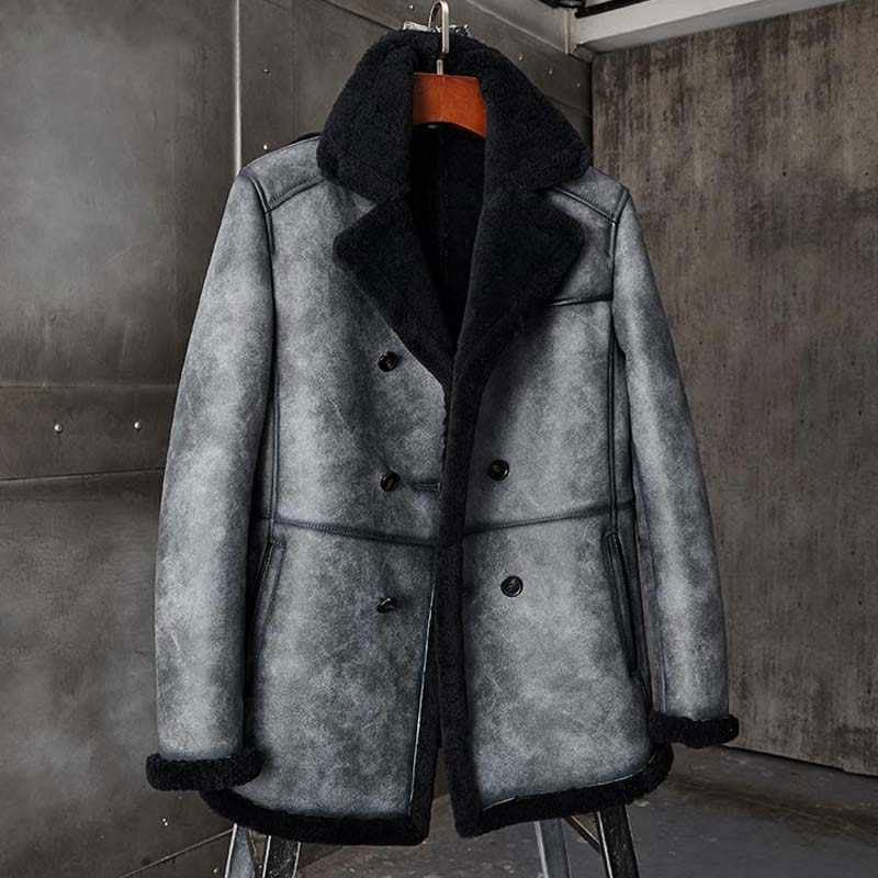 B3 Shearling Long Coat Overcoat B3 Hunting Jacket